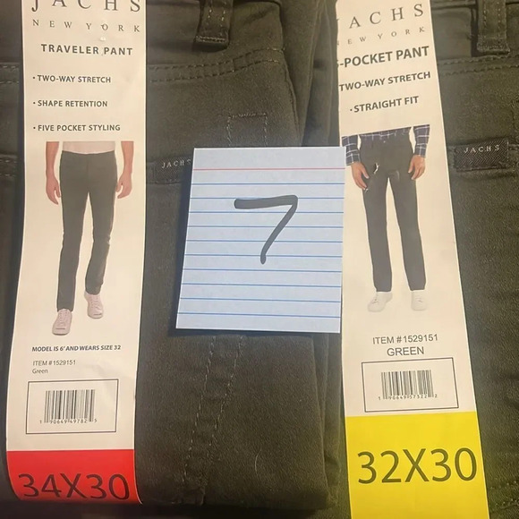 Jachs Men’s 5 Pocket Green 34x30 32x30 Straight Leg Stretch Pant #7 - Picture 7 of 7